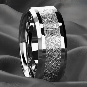 Stainless Steel Textured Band Ring Unisex New
